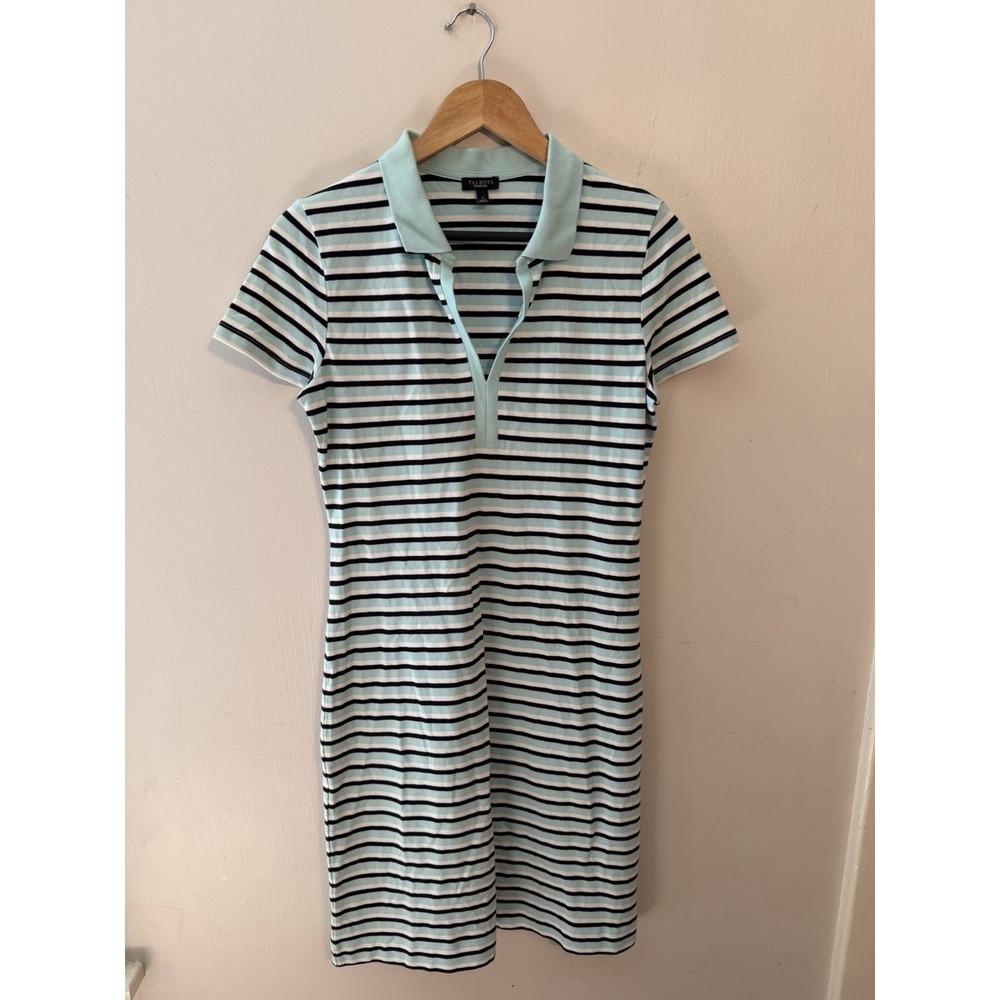 Talbots Women's Blue Collared Striped Polo Shirt Dress Size Small